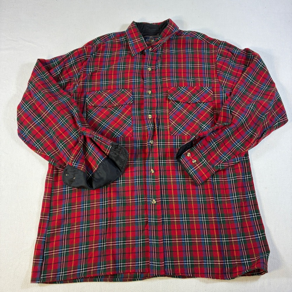 Vintage Backpacker Sportswear Mens Large Red Plaid‎ Button Shirt Acrylic Flannel